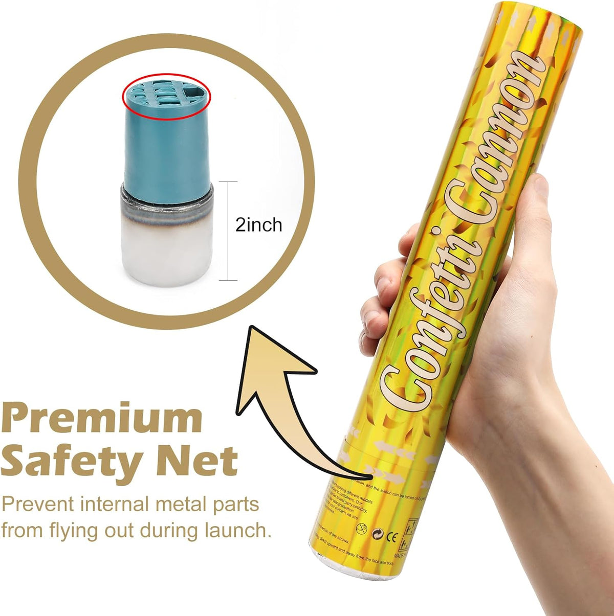 Tamodan 5 Packs Confetti Poppers,12 inch Confetti Cannon,Gold Party Poppers Confetti Shooters for