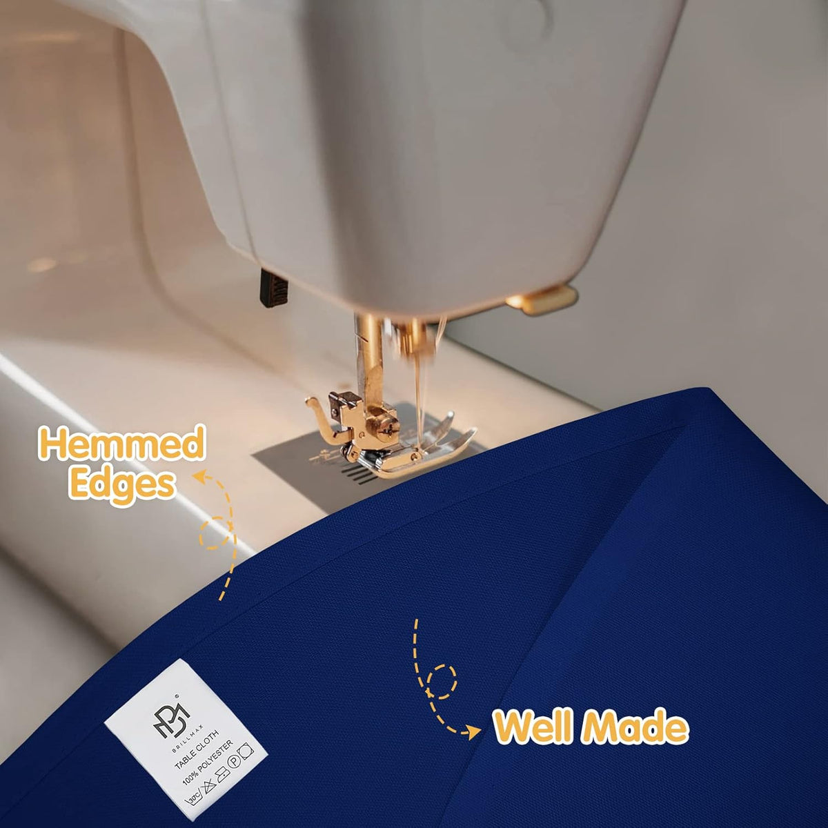 BRILLMAX 8 Pack Navy Blue Round Tablecloths 90 Inch - Circle Bulk Linen Polyester Fabric Washable