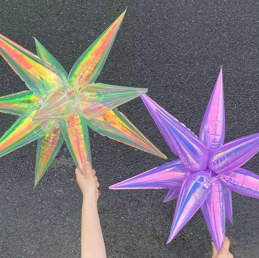 3pcs 26inch 3D iridescent macaron purple Explosion Star foil balloon, colorful macaron purple Foil