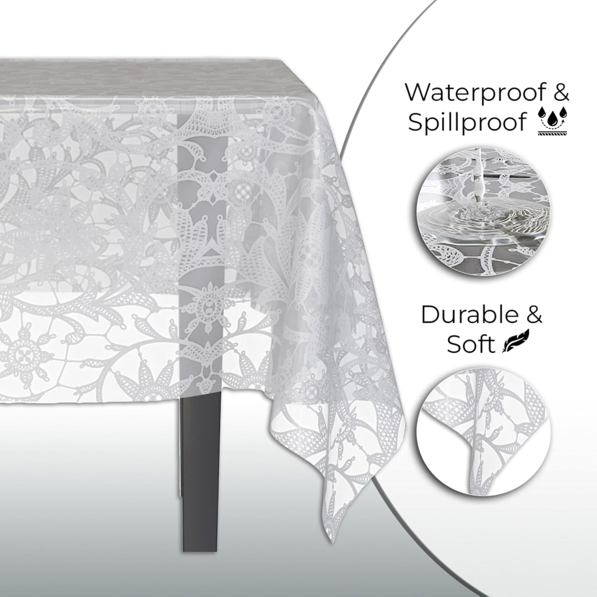 Exquisite Lace Table Cloth Rectangle Table Plastic 12-Pack Lace Tablecloth Rectangular 54" X 108" |