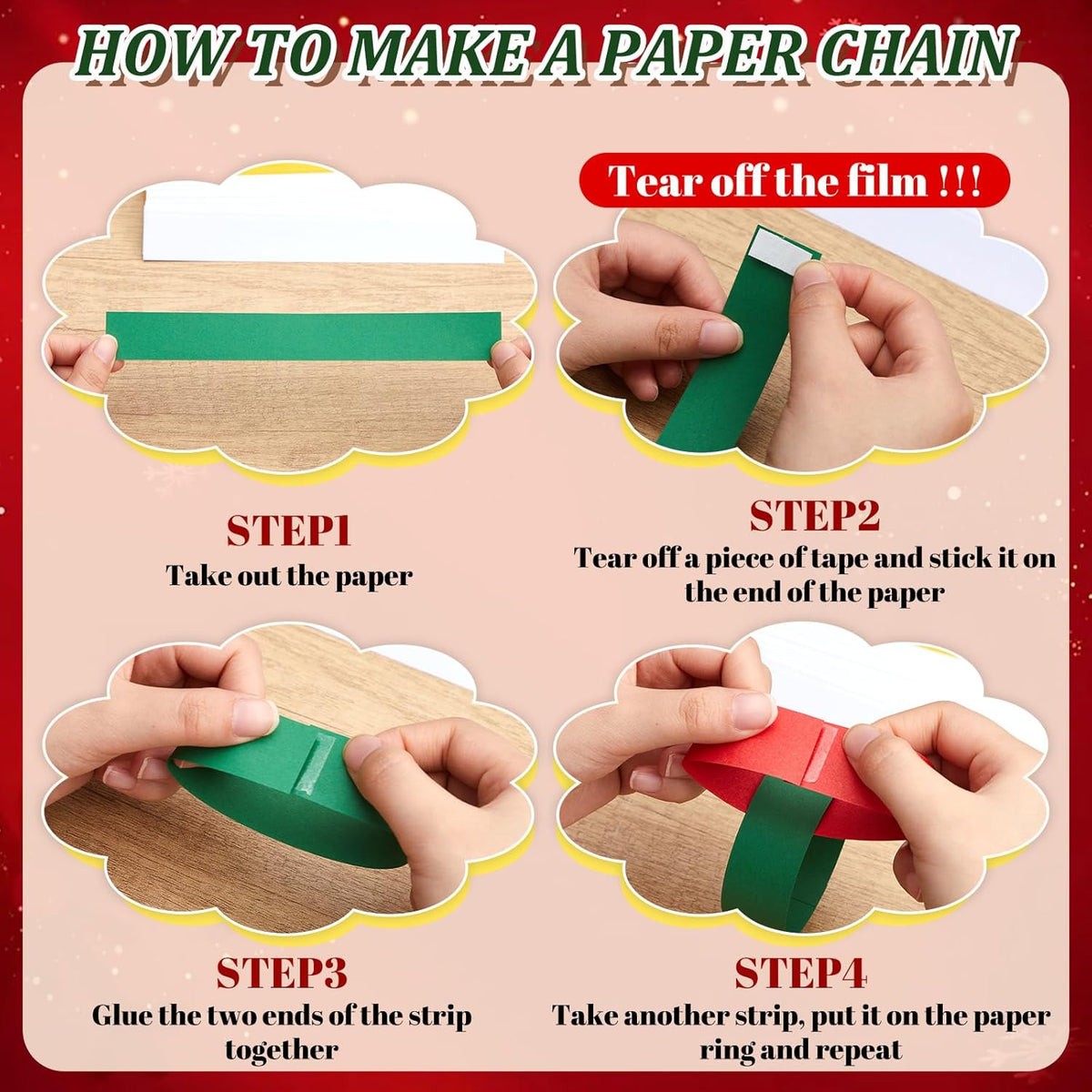 Lincia 600 Sheet Halloween Paper Chain Garland, Construction DIY Crafts Chain Strip for Fall