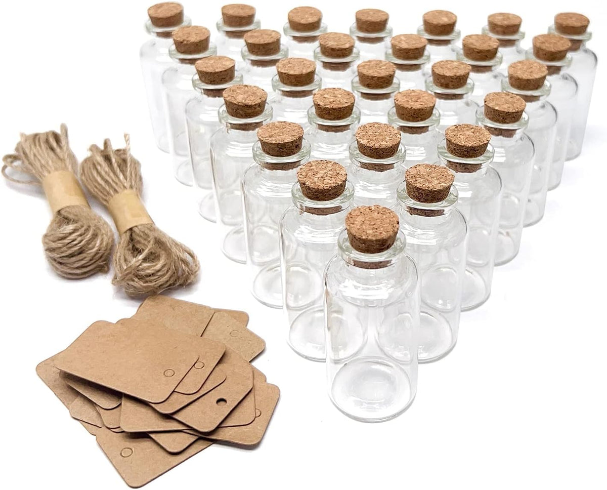 160 Pack 20 ML Glass Bottles with Cork Stoppers Mini Small Glass Bottles, for Wedding Favors