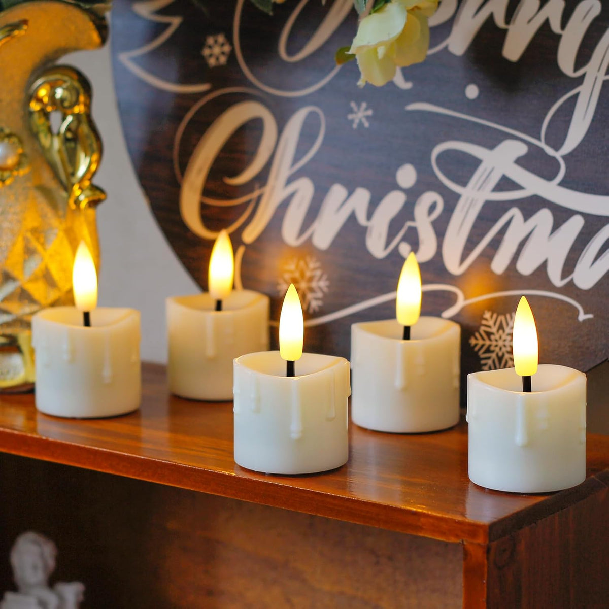Rechargeable Flameless 1.6" x2.5" Tea Light Candles with Remote & Type-C Charging Cable, Timer LED