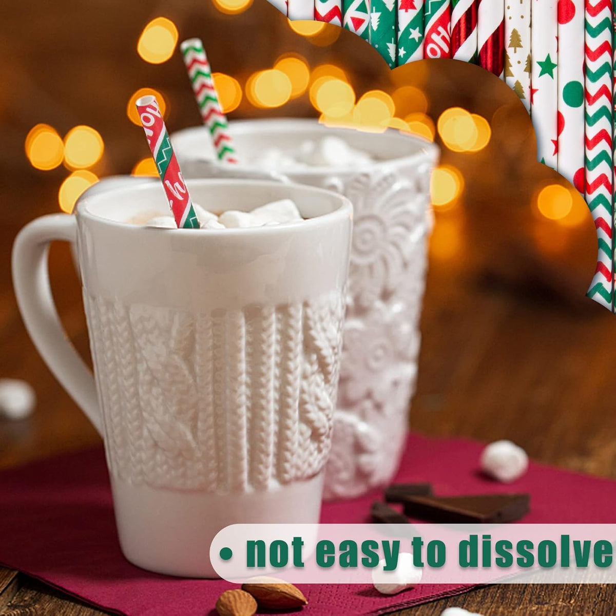 HANSGO Christmas Paper Straws, 180PCS Christmas Drinking Straws Striped Decorative Straws Bulk for