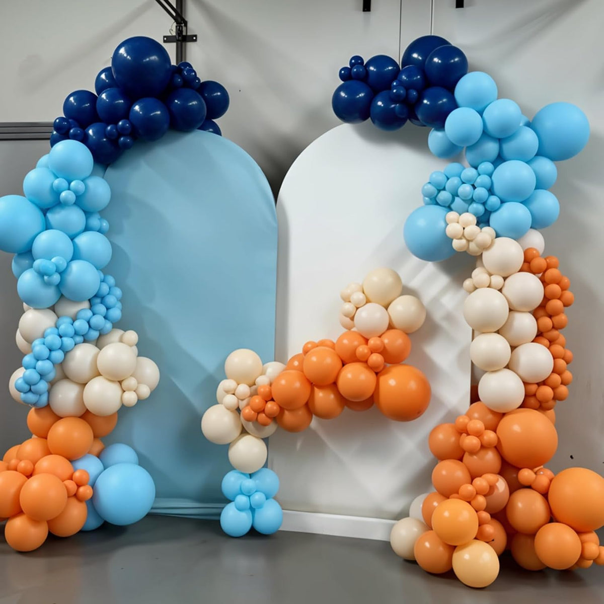 Blue and Orange Balloons, 12 Inch Orange Light Blue Nude Dark Blue Confetti Balloons with Star Foil