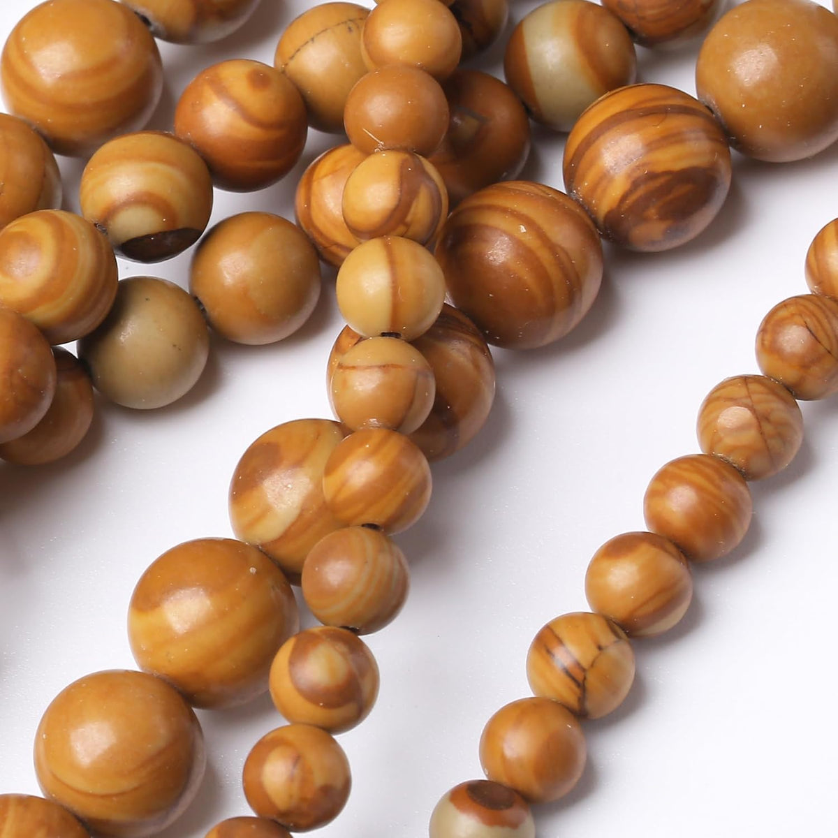 Yellow Woodgrain 12mm Stone Beads for Jewelry Making DIY Craft Gemstone Beads Kit (12mm, 30pcs)