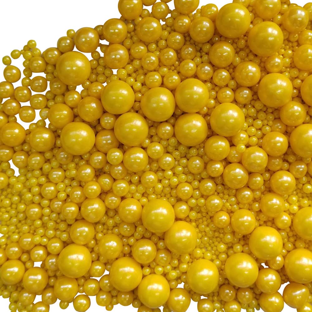 Edible Yellow Sugar Pearls Candy Sprinkles 120G/ 4.23Ounce Baking Cake Sprinkles Cupcake and Cake