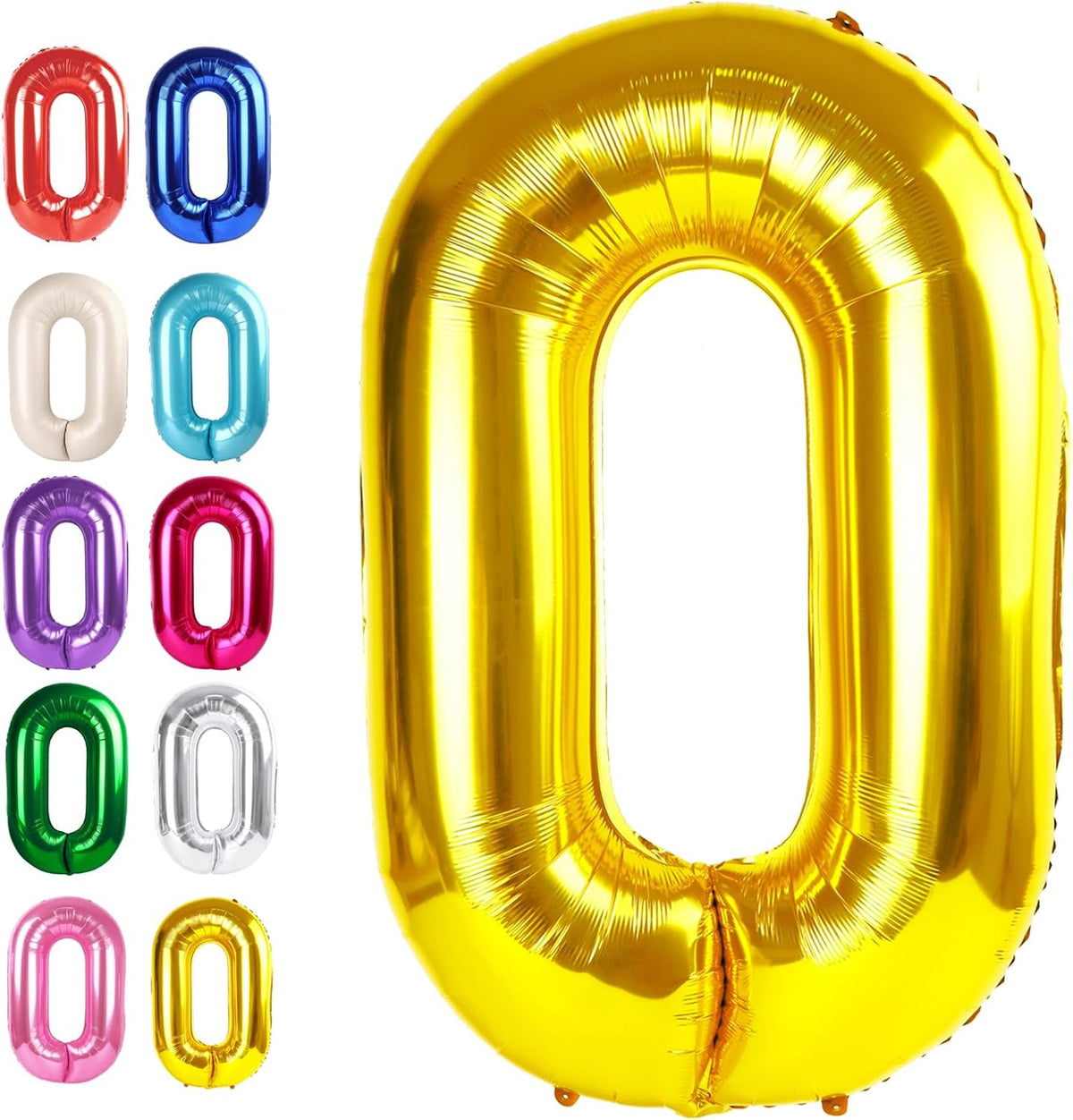 Gold 40 Inch 0 Number Balloons, 0 Decorations for 10 20 30 40 50 60 70 80 90 100 Birthday, Foil