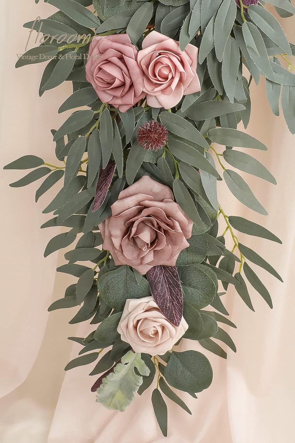 Floroom 6ft Artificial Eucalyptus Garland with Flowers Fake Greenery Faux Floral Vine Garland for