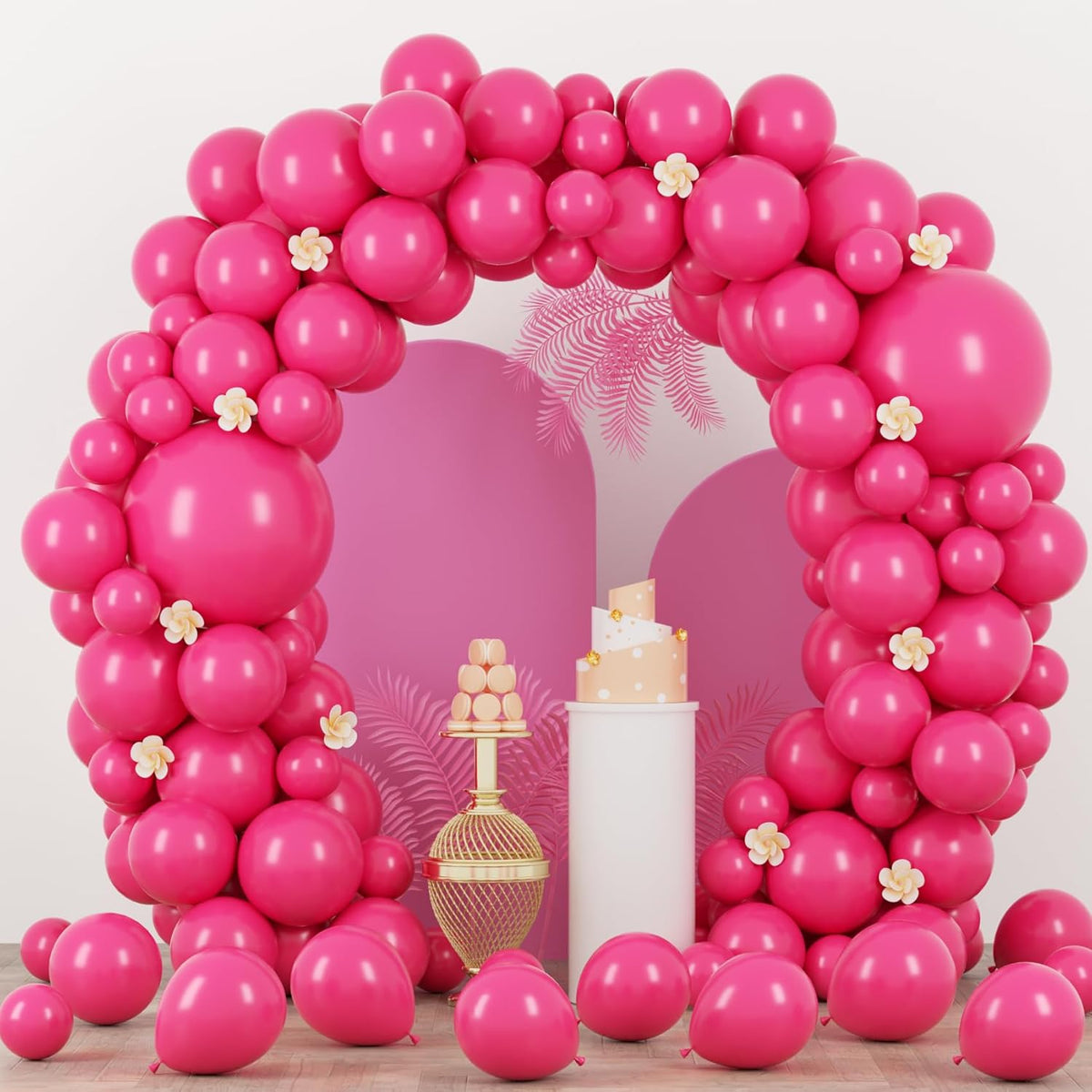 90pack Hot Pink Balloons Different Size 18/12/10/5 Inch Dark Pink Balloon Garland Arch Kit for
