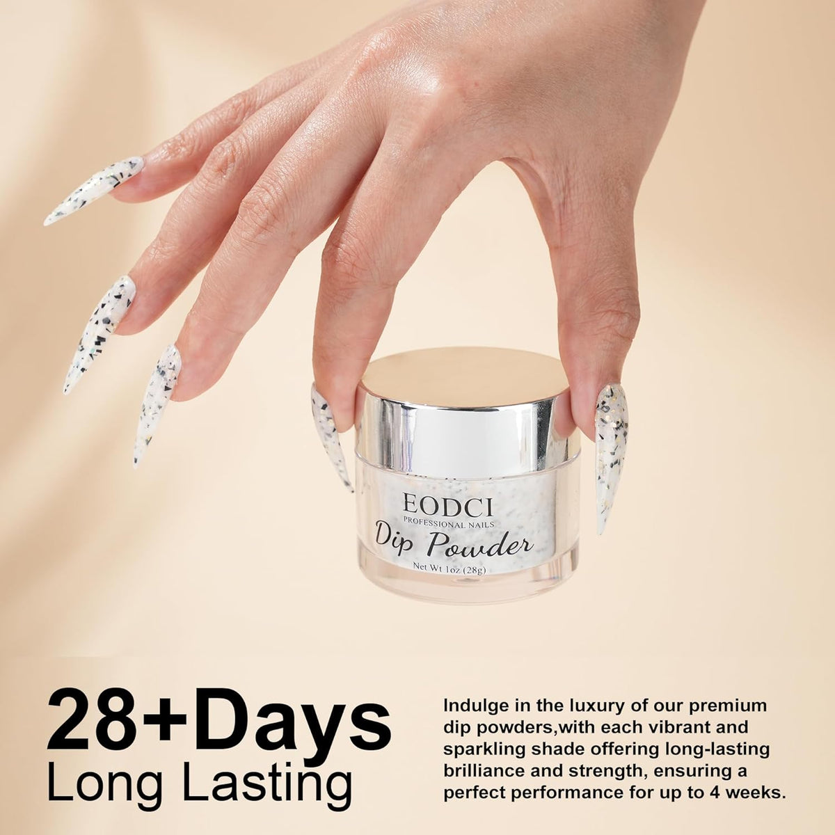 1 Oz/28g Glitter Grey Dip Powder, Nail Dip Powder for Long-lasting 28 Days+ Dip Nail Art French