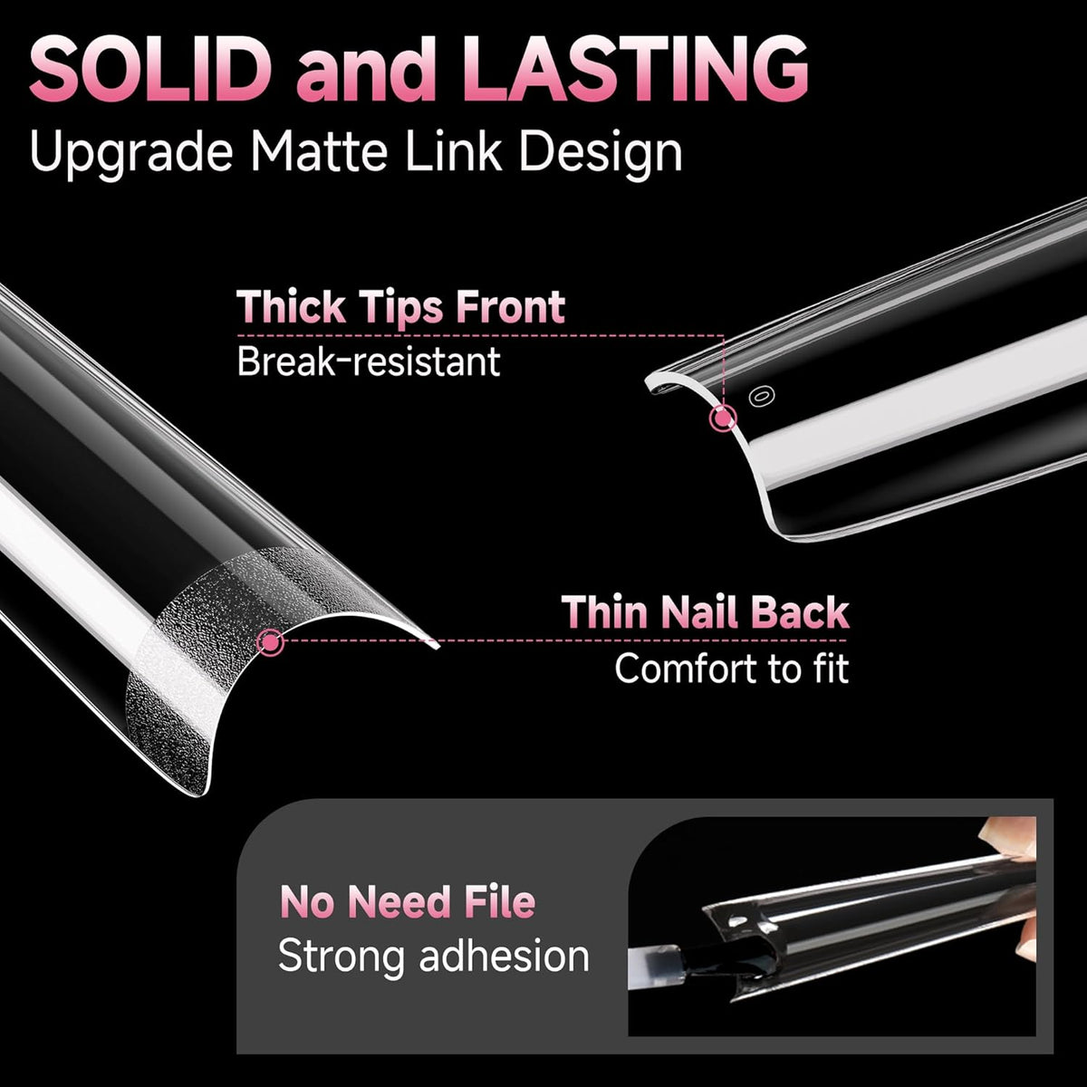 UNA GELLA Extra Long Coffin Nail Tips No C Curve 504PCS XXL Coffin Nails Half Cover Long Coffins
