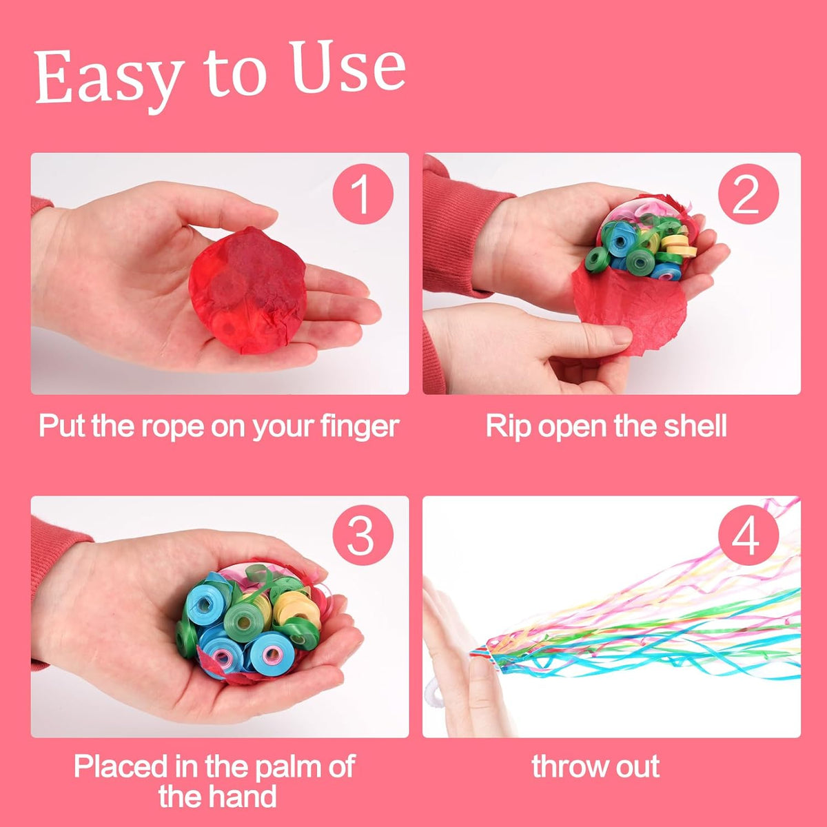 Confetti Poppers, 20Pack Plastic No Mess Streamers, Party Poppers for