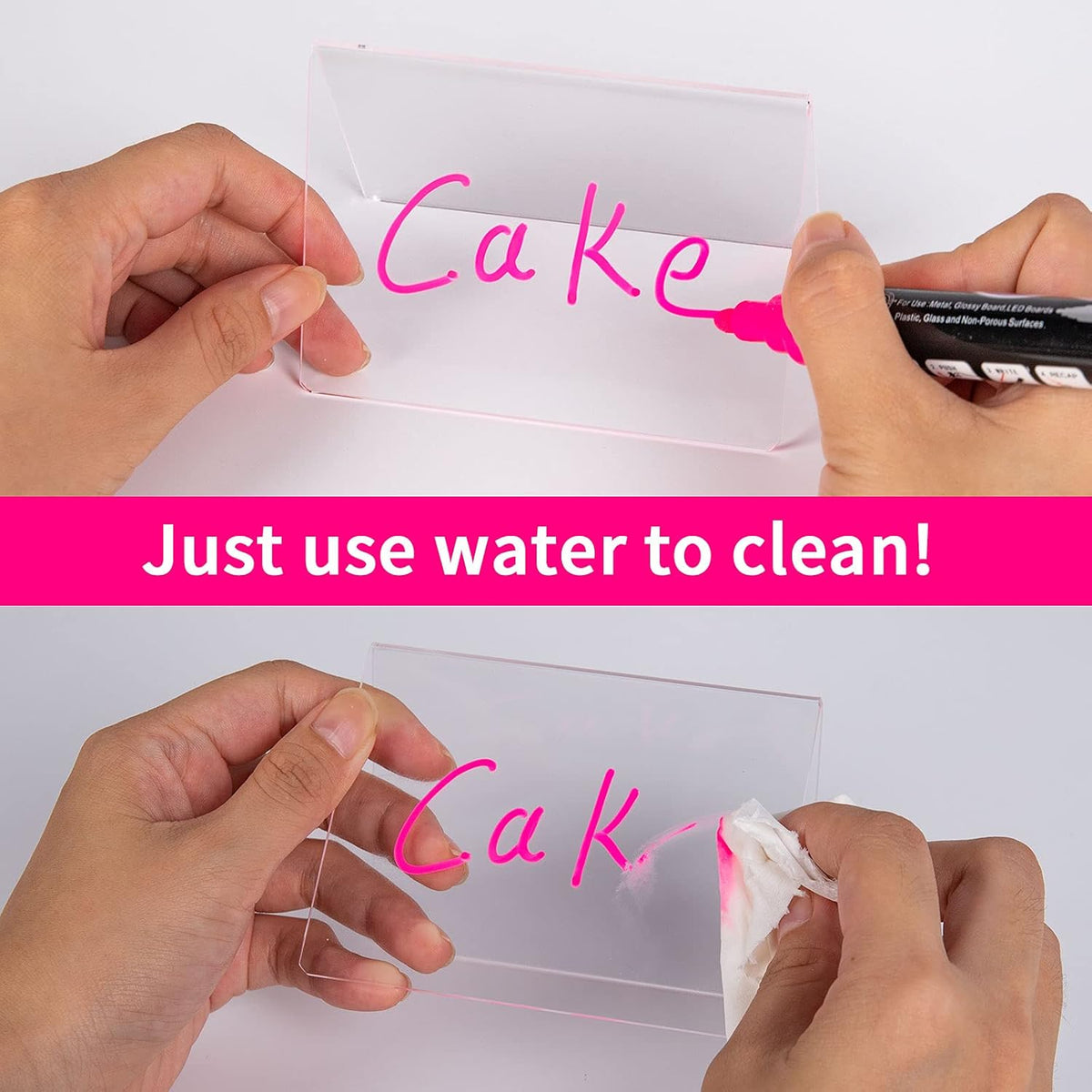 AITEE Mini Tabletop Chalkboard Signs - 10 Pack Acrylic Mini Chalkboard Signs for Food, Weddings