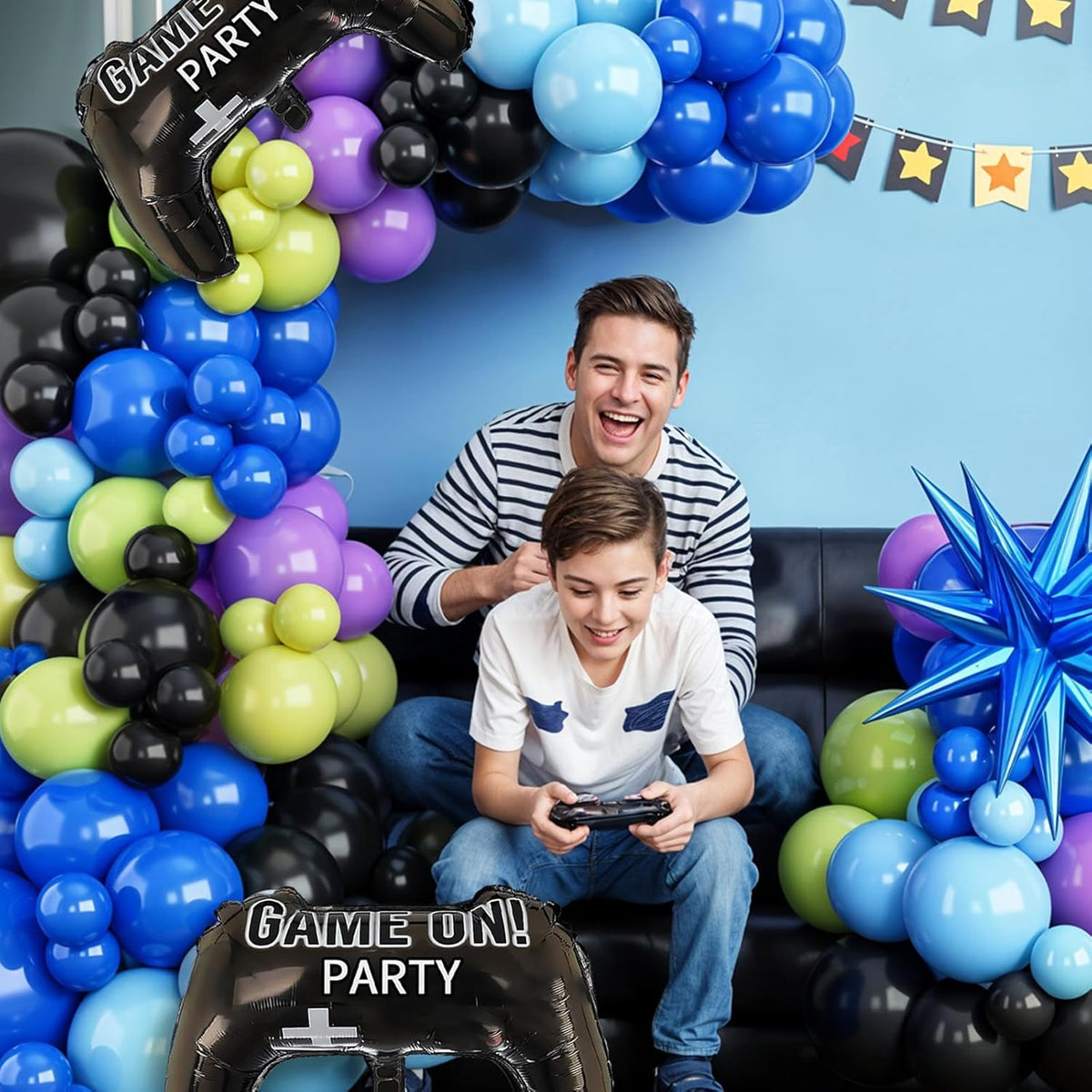 Video Game Balloons,12 Inch Purple Green Black Video Theme Latex Balloon for Teens Boys Men