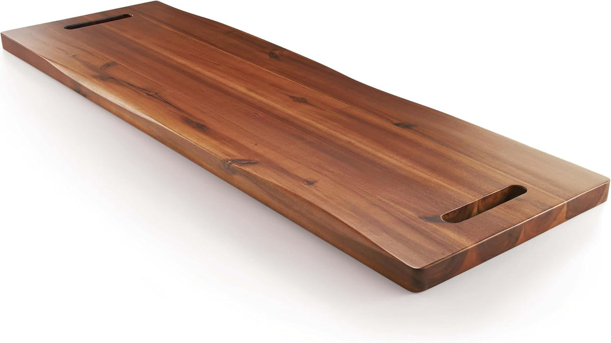 36" Large Acacia Wood Charcuterie Board with Handles - Extra Long Wooden Serving Cheese Boards