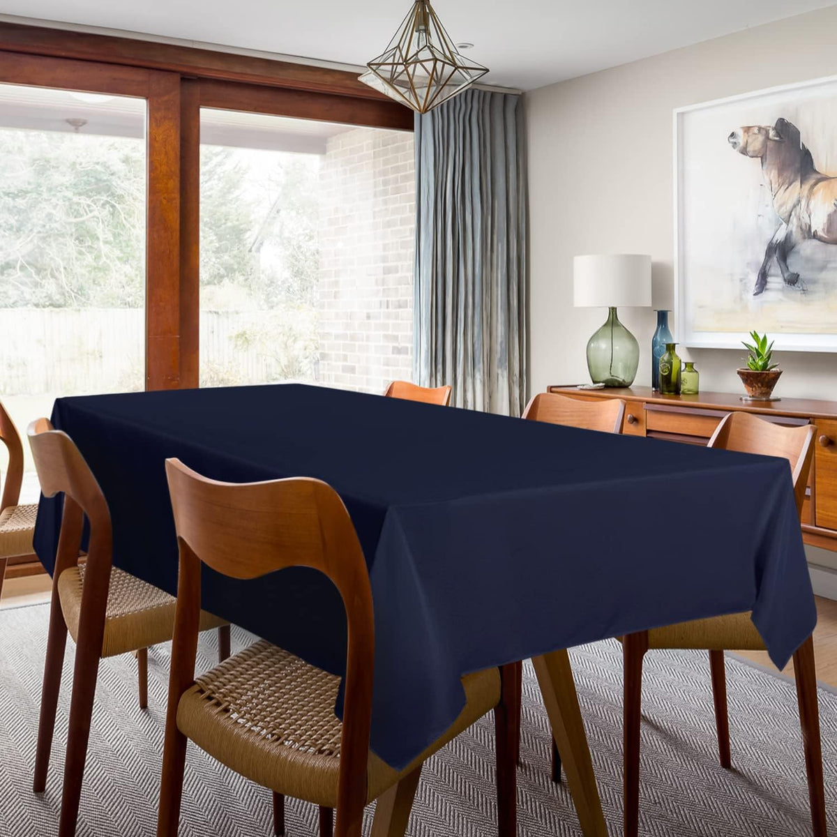 sancua 2 Pack Navy Tablecloth 60 x 84 Inch, Rectangle 4 Feet Table Cloth - Stain and Wrinkle