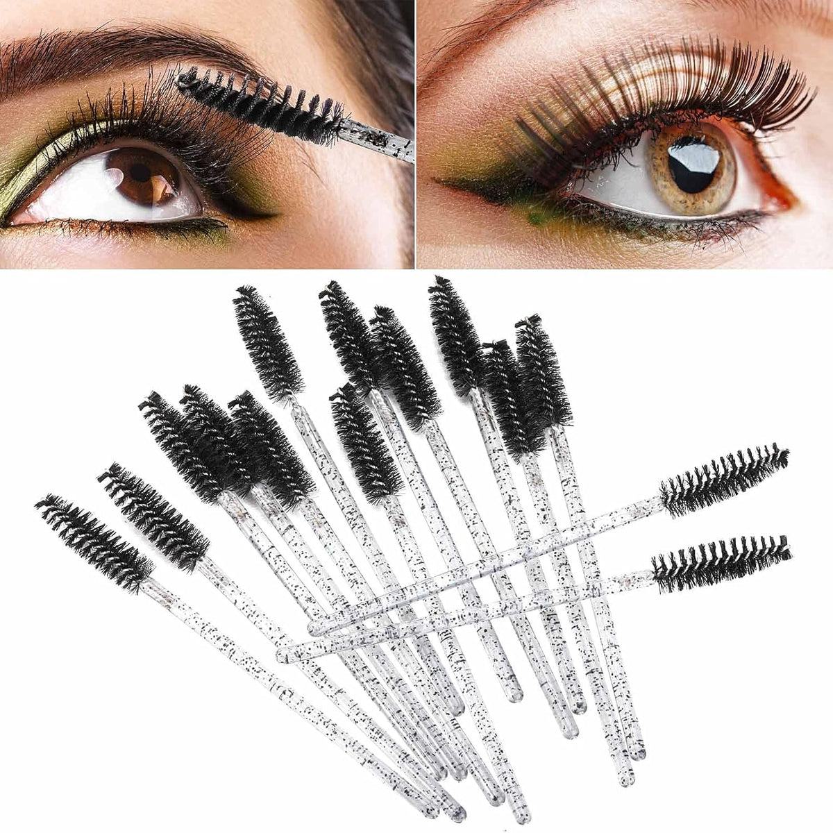 Tbestmax 1000 Disposable Mascara Wands Eyelash Brush Spoolies for Eyebrow Eye Lash Extension Black