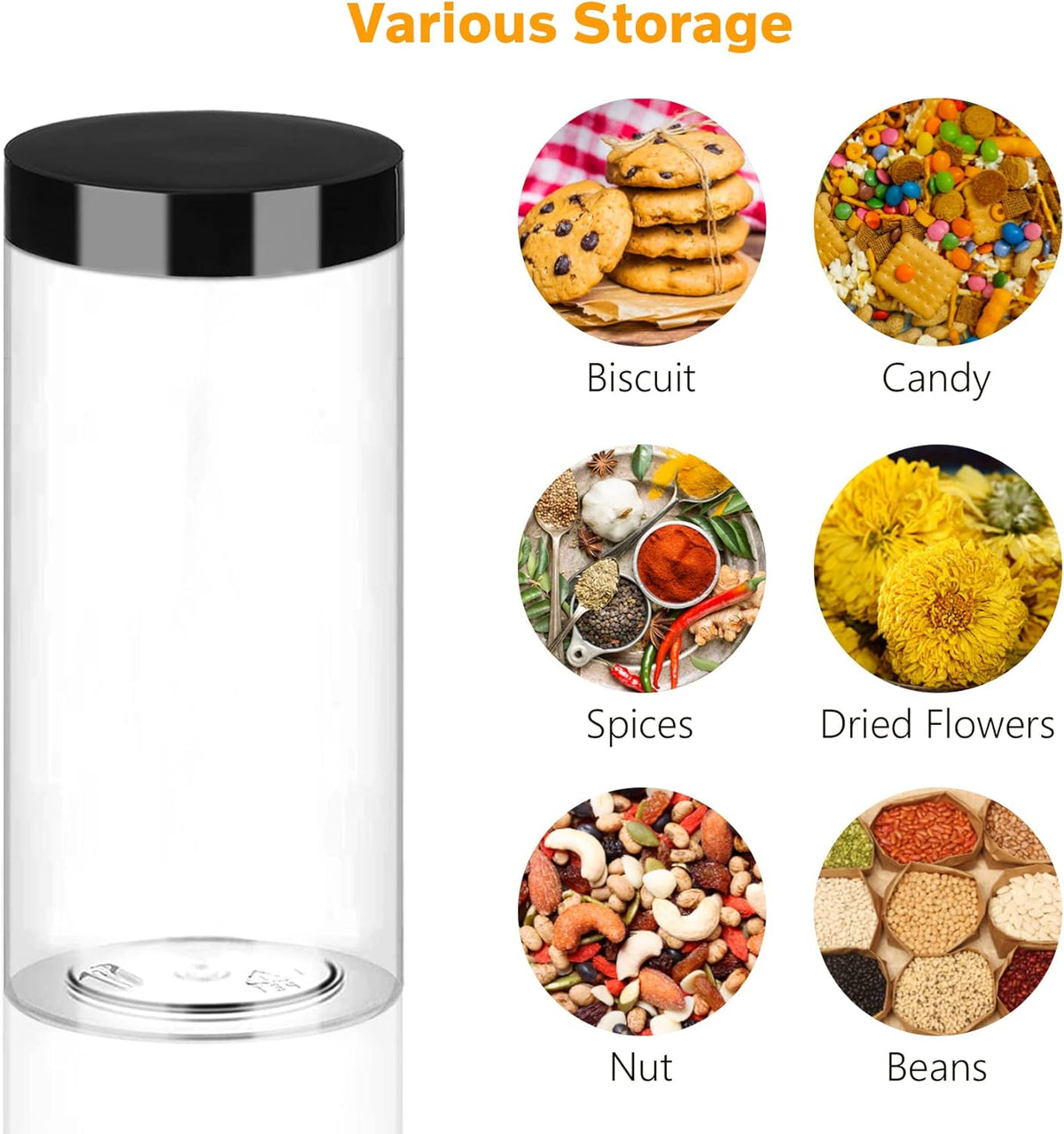 Plastic Jars with Lids 16OZ 16PCS Small Empty Slime Cosmetics Containers Clear Gift Food Jars Round