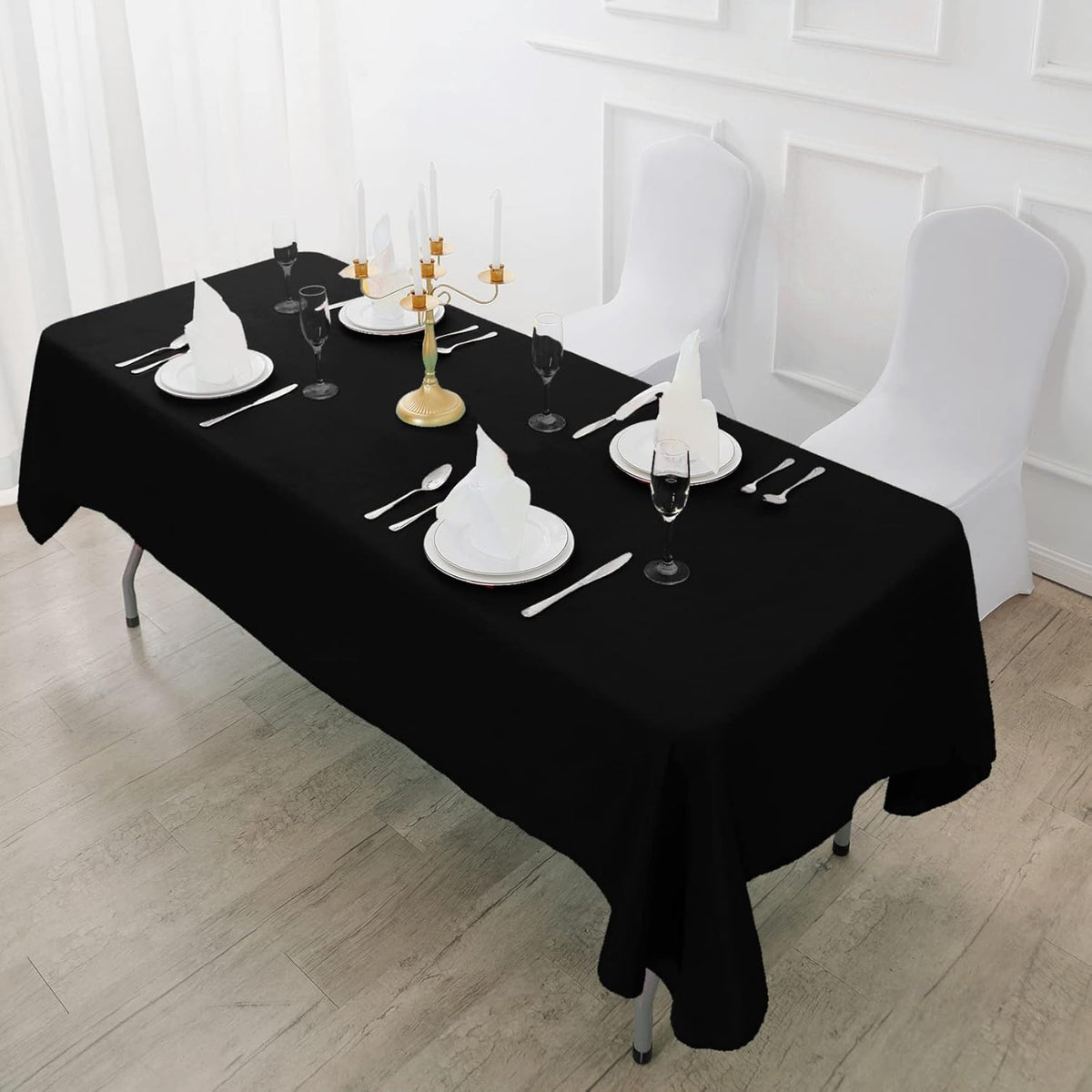 Fokitut 6 Pack Rectangle Tablecloth, 60x102 Inch, Stain Resistant and Wrinkle Polyester Table