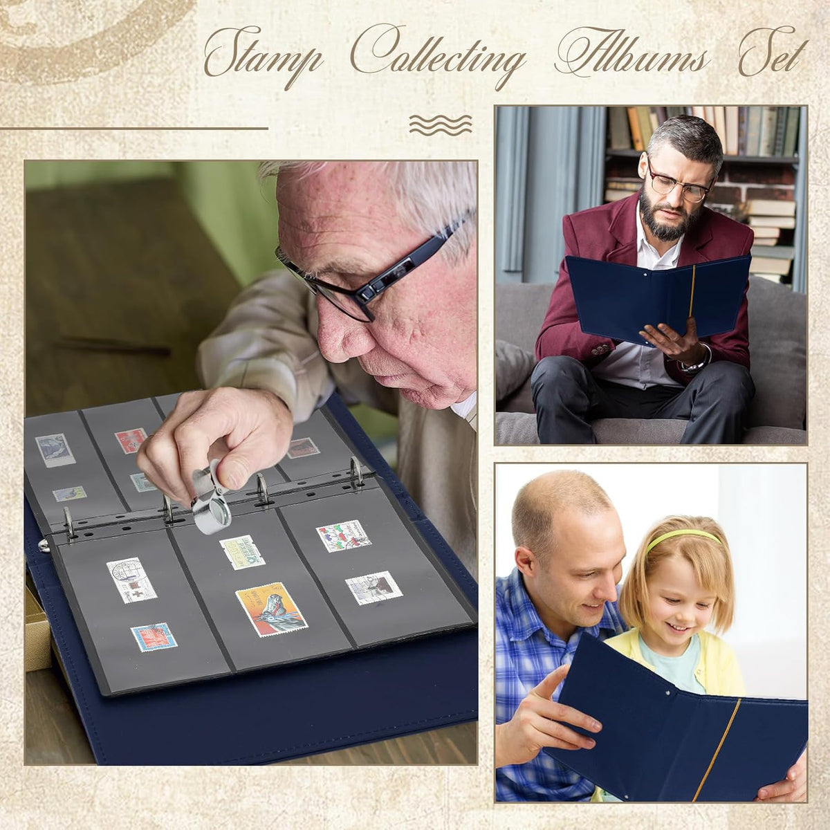 Lewtemi Stamp Collecting Albums Set Stamp Collection Book Include 20 Pages Album Binder Tweezer and