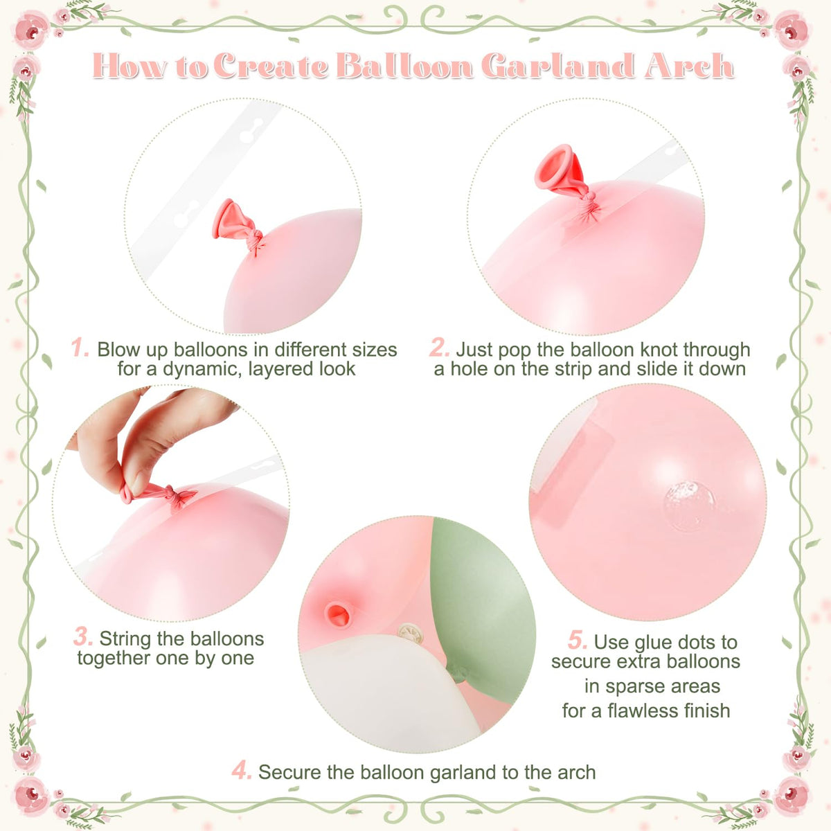 Pink and Green Gold Balloon Arch Kit for Baby Shower Birthday Decorations