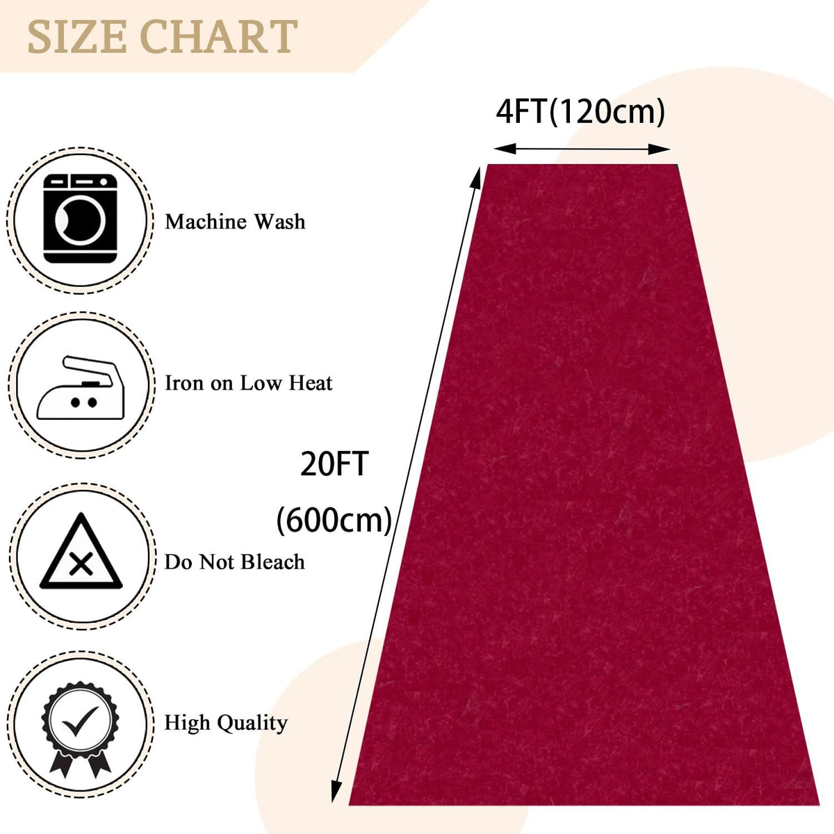 MODFUNS Aisle Runners for Weddings Burugndy Aisle Runner Rug 4FTx20FT Wedding Carpet Aisle Runner