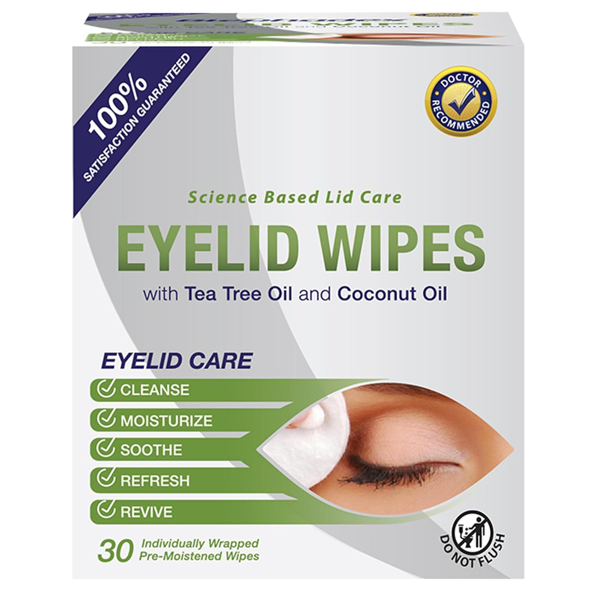 Lunovus Premium Eyelid Wipes With Tea Tree and Coconut Oil - Cleansing Wipes for People Itchy Eyes