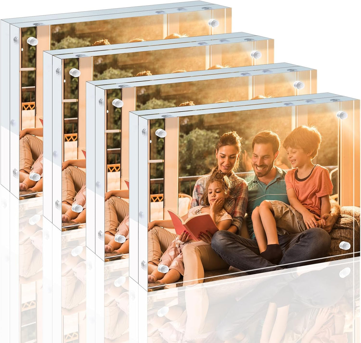 Egofine 6x8 Acrylic Frame 4 Pack, 20mm Thicker Frameless Clear Picture Frame, Double Sided Magnetic