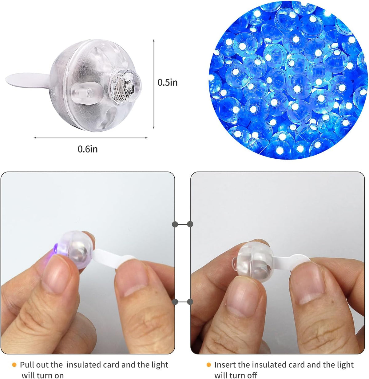 Aogist 100Pcs Blue Balloon Lights with Hook,Long Standby Time,Waterproof Mini Light for Birthday