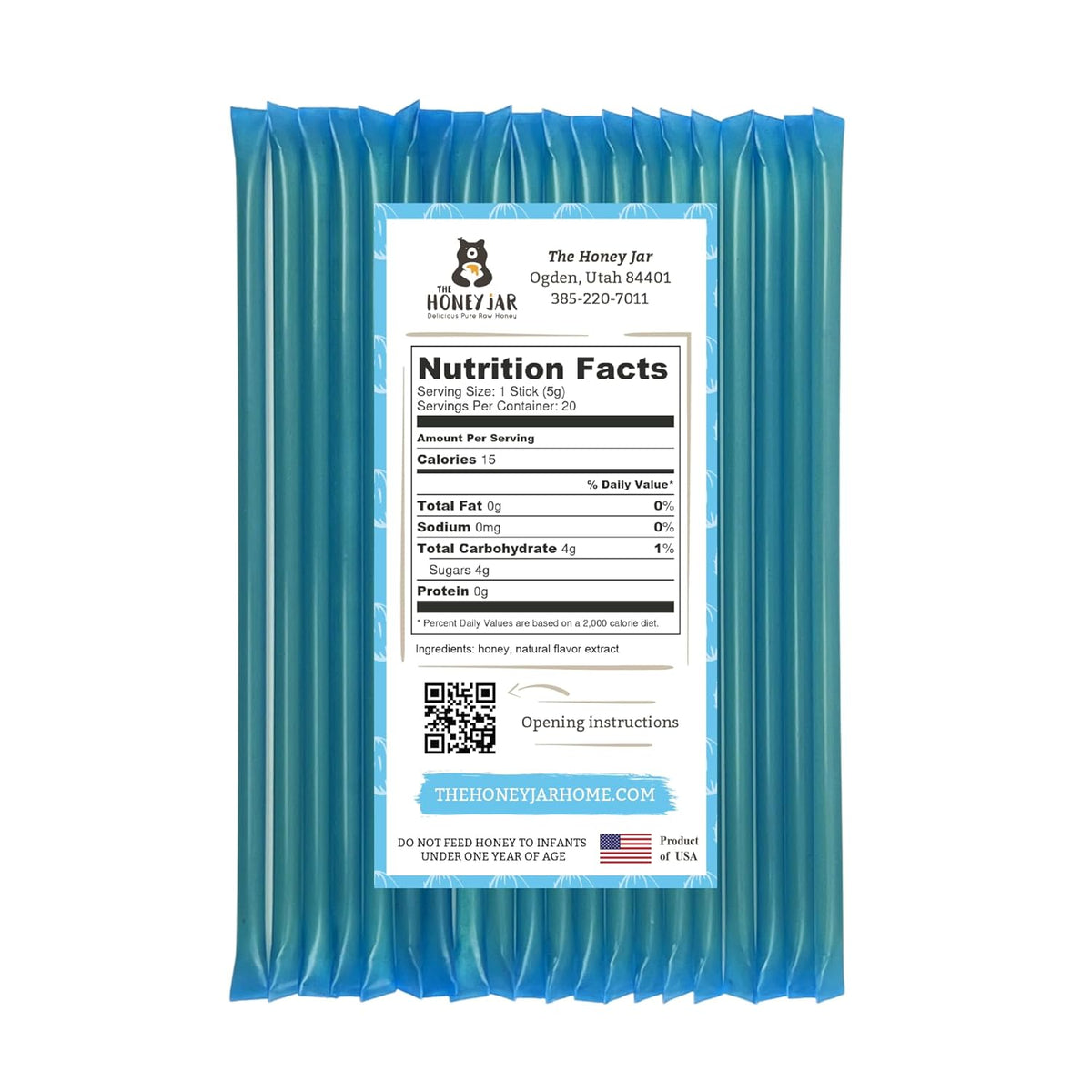 The Honey Jar Coconut Flavored Honey Sticks - Pure Honey Straws For Tea, Coffee, or a Healthy snack