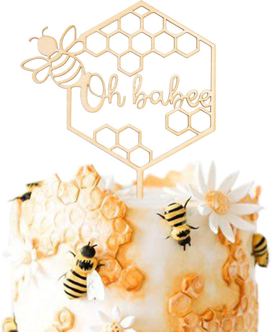 Oh Babee Wooden Bee Themed Cake Toppers, Bee Baby Shower, Gender Reveal Decors
