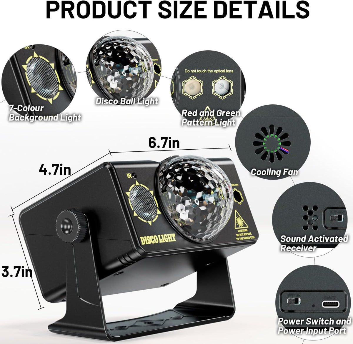 Party Lights Dj Disco Light Disco Ball Stage Strobe Lights LED Projector Sound Activated with