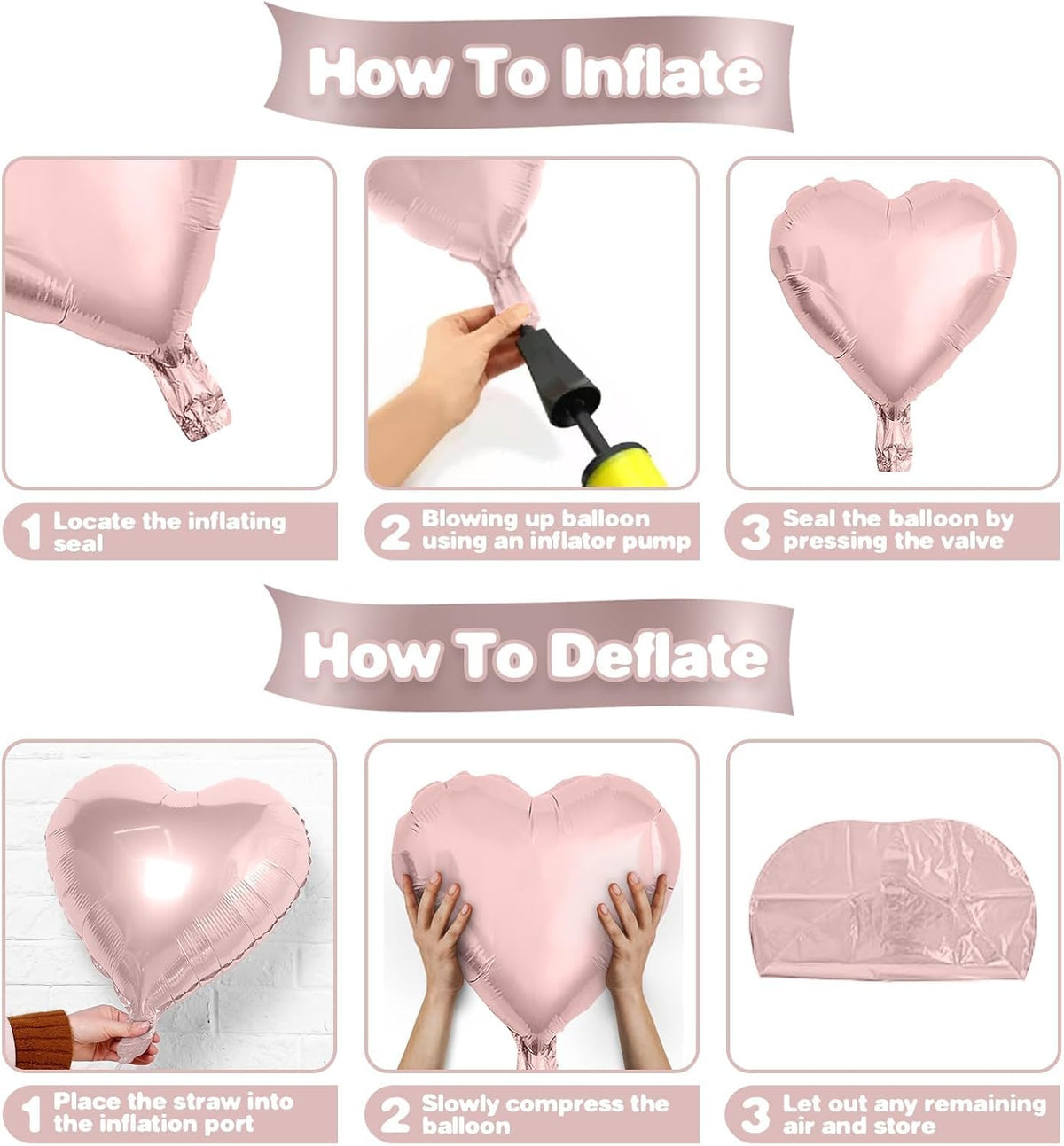 Light Pink Heart Balloons,12Pcs 18 Inch Pastel Baby Pink Helium Foil Love Heart Shaped Balloons for