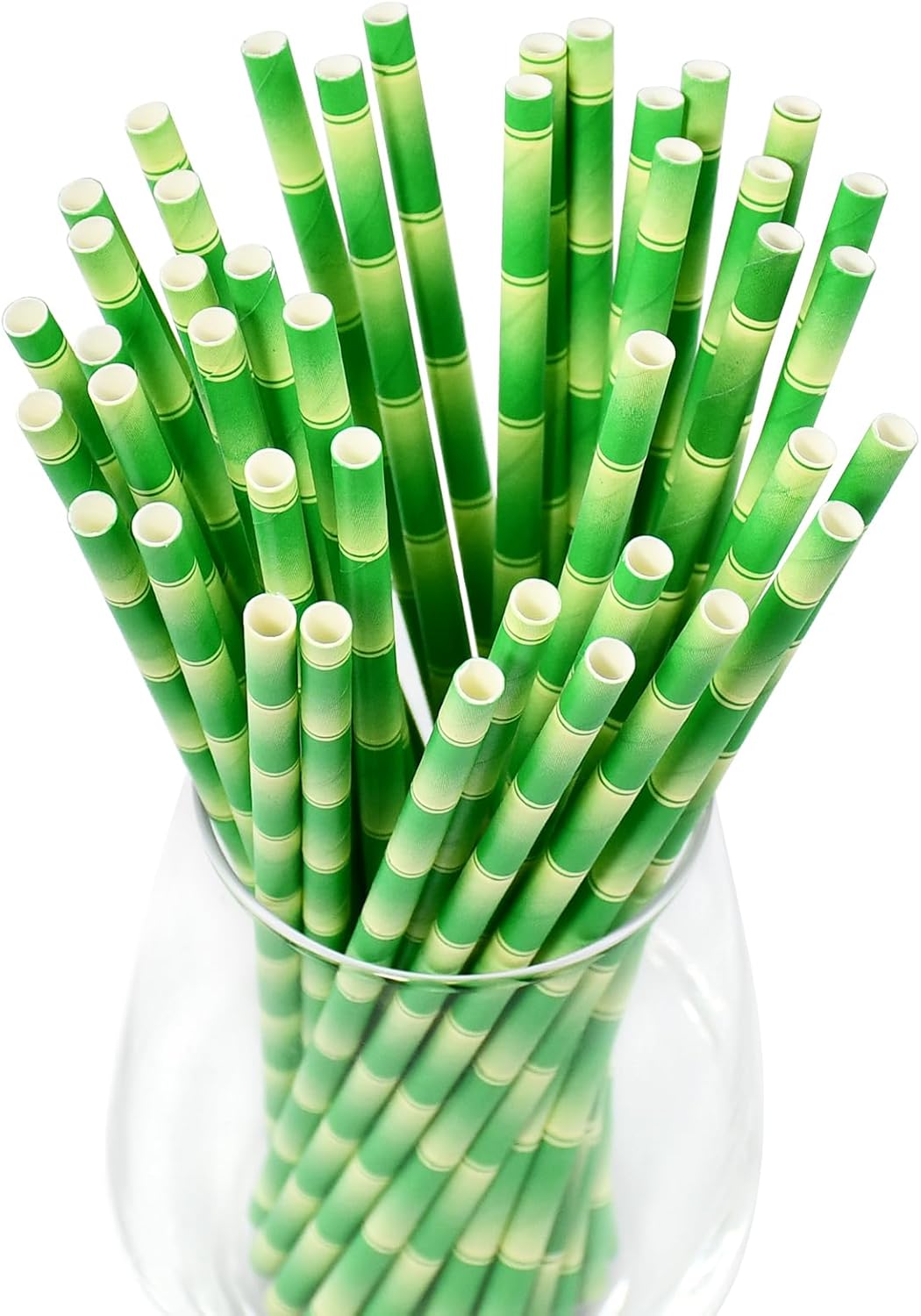Paper Straws for Drinking Green Bamboo, 7.75" x 0.24" - for Cocktail, Juice, Iced Tea, 100%