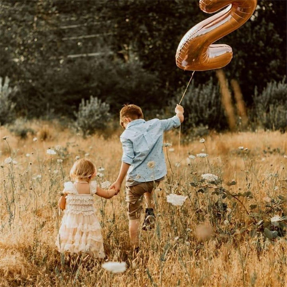 40 Inch Rose Gold Foil Balloon Number 2, Large Self Inflating Number Balloons 0-9 Digital Helium