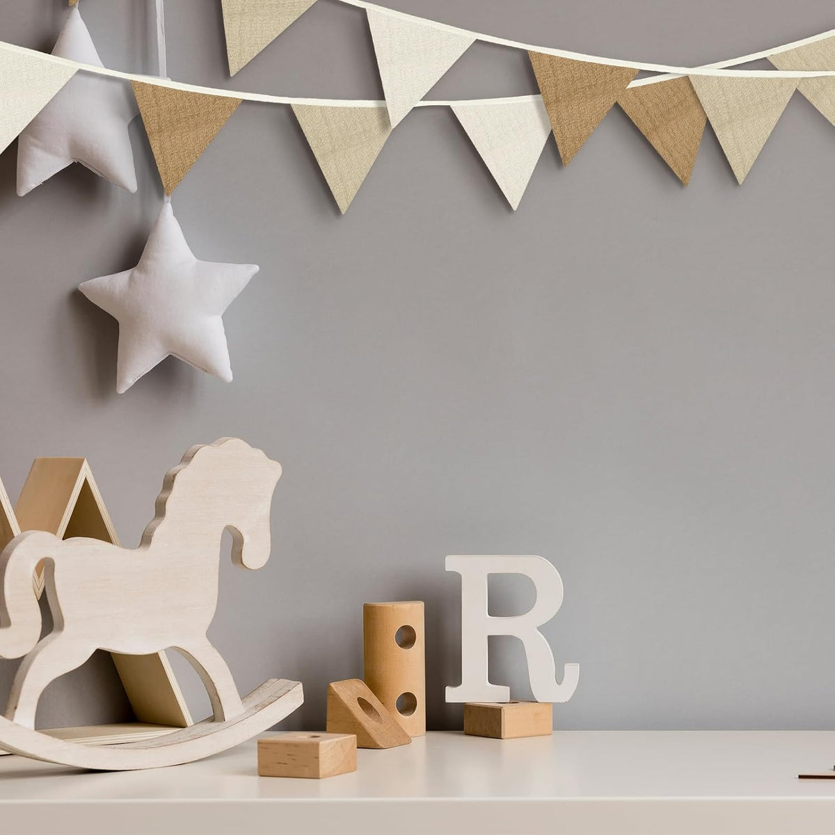 Oudain 15.5 ft Pennant Banner Flags, 2 Pcs Nursery Garland Triangle Bunting Flag Baby Banner for