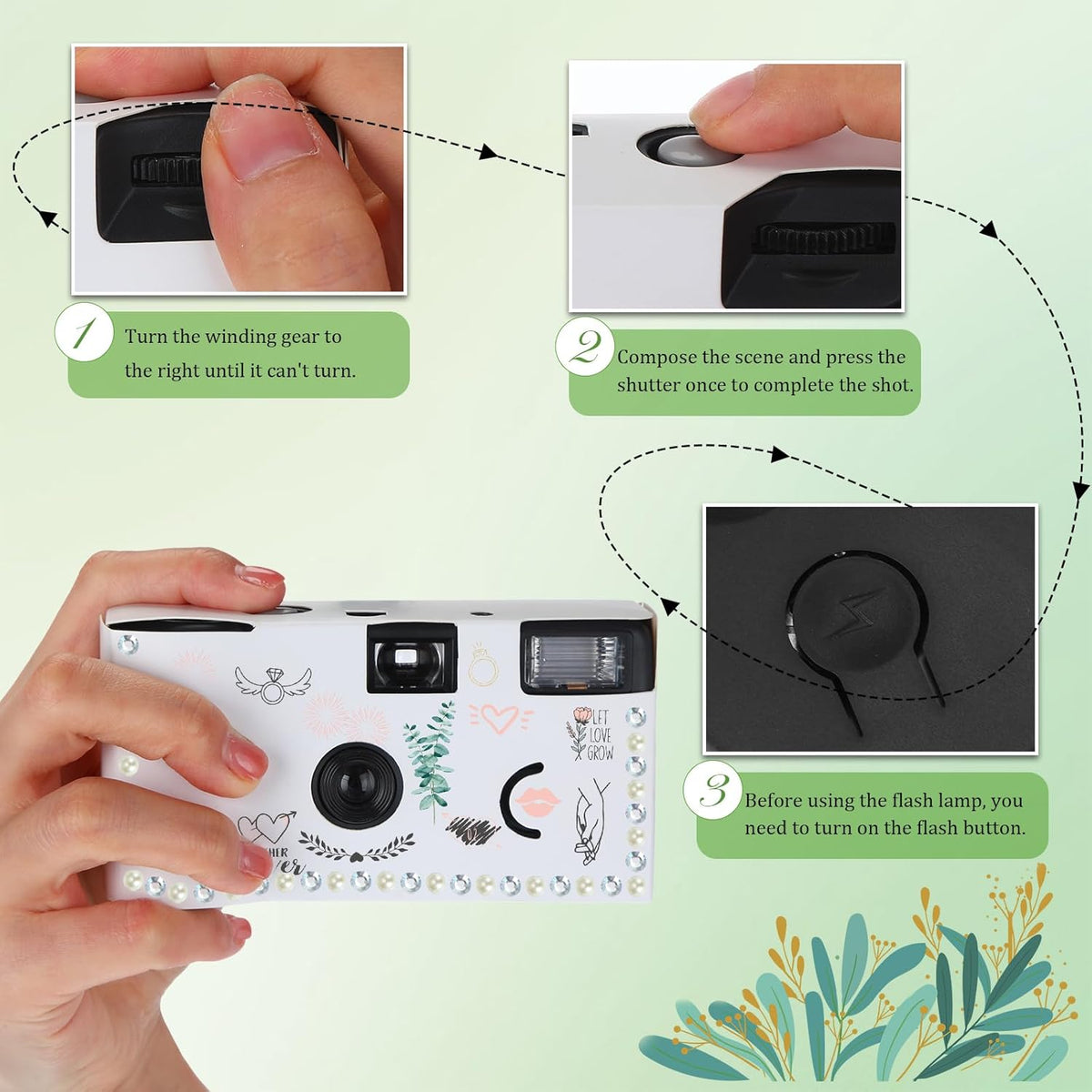 8 Pack Disposable Camera for Wedding 35 mm Film Single Use Camera with Flash Disposable White
