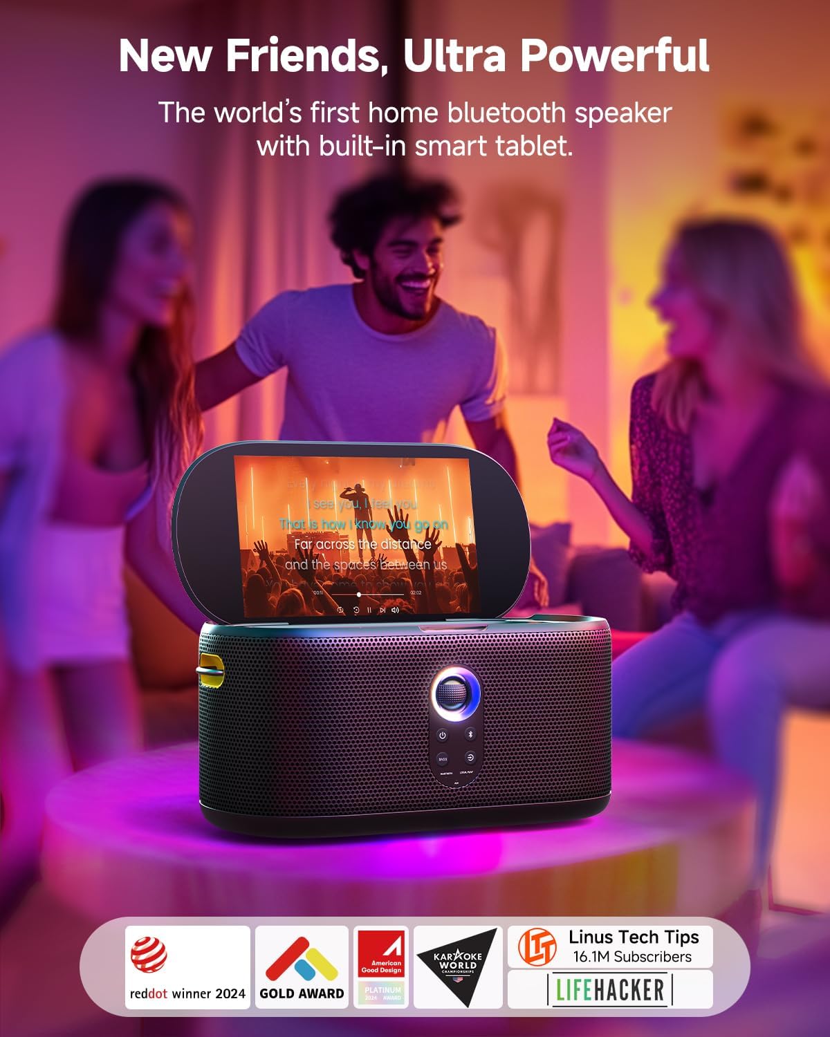 Ikarao Karaoke Machine for Adults, with Lyrics Display, Karaoke System for YouTube, 280W Speaker