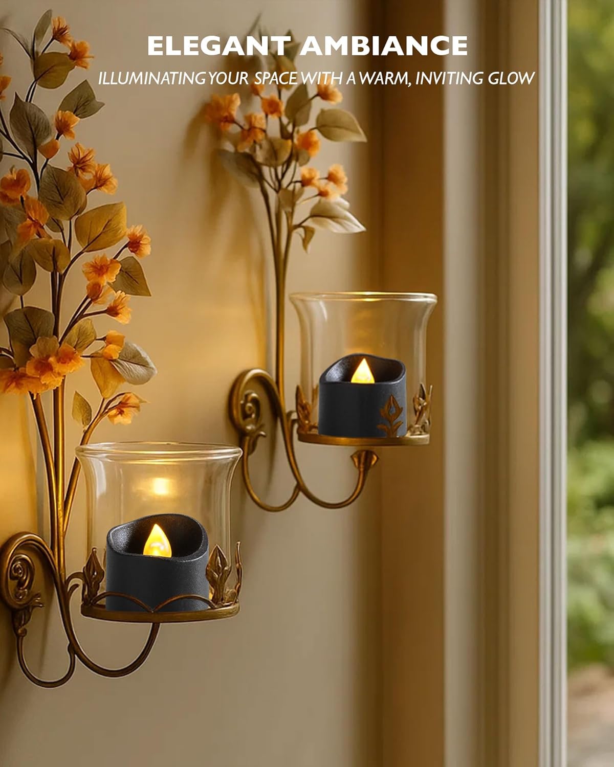Homemory Black Tea Lights Candles Battery Operated, 200+Hour Flameless Flickering Fake Electric LED