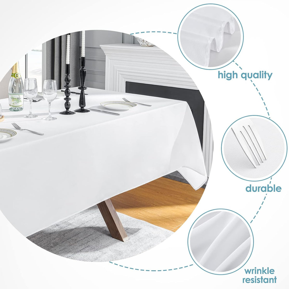 VidaFete Tablecloth 60 * 102inch 6 Pack Rectangle Table Cloth Polyester, Stain Wrinkle Resistant