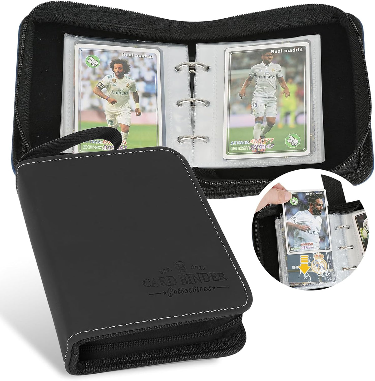 Trading Card Binder, Card Collection Binder Album Folder with 80 Side Loading Pockets, 1 Pocket
