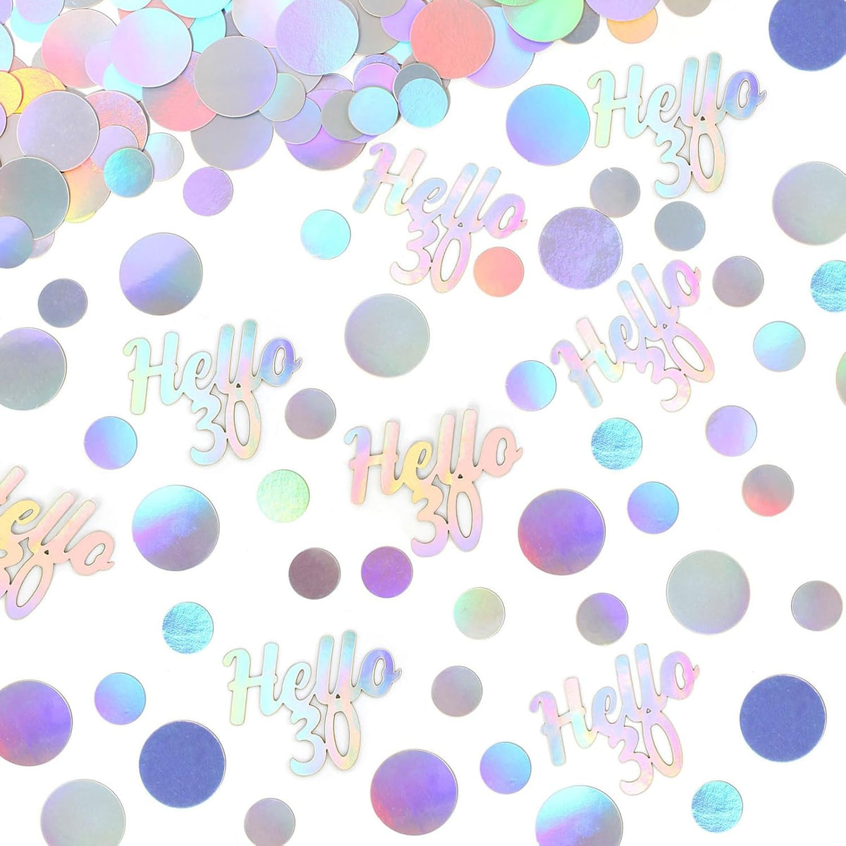 Hello 30 Birthday Confetti for Tables Iridescent Circle Dots Happy 30th Birthday Party Decorations