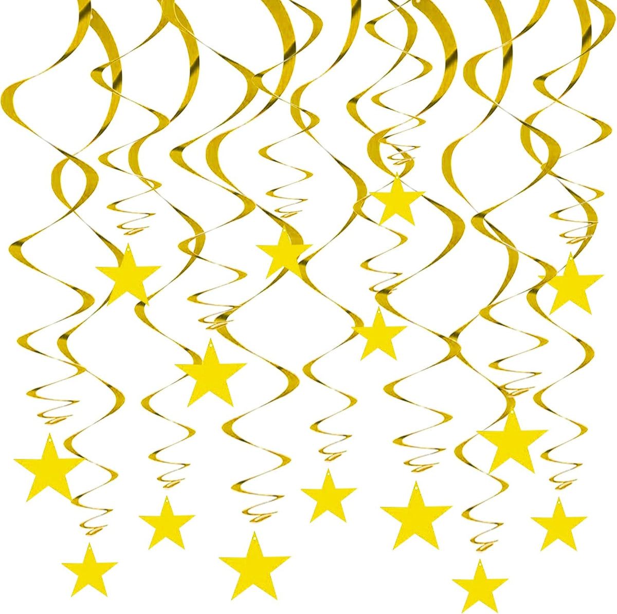 BEISHIDA Gold Star Hanging Swirl Decorations,Hanging Gold Party Supplies for Graduation Wedding