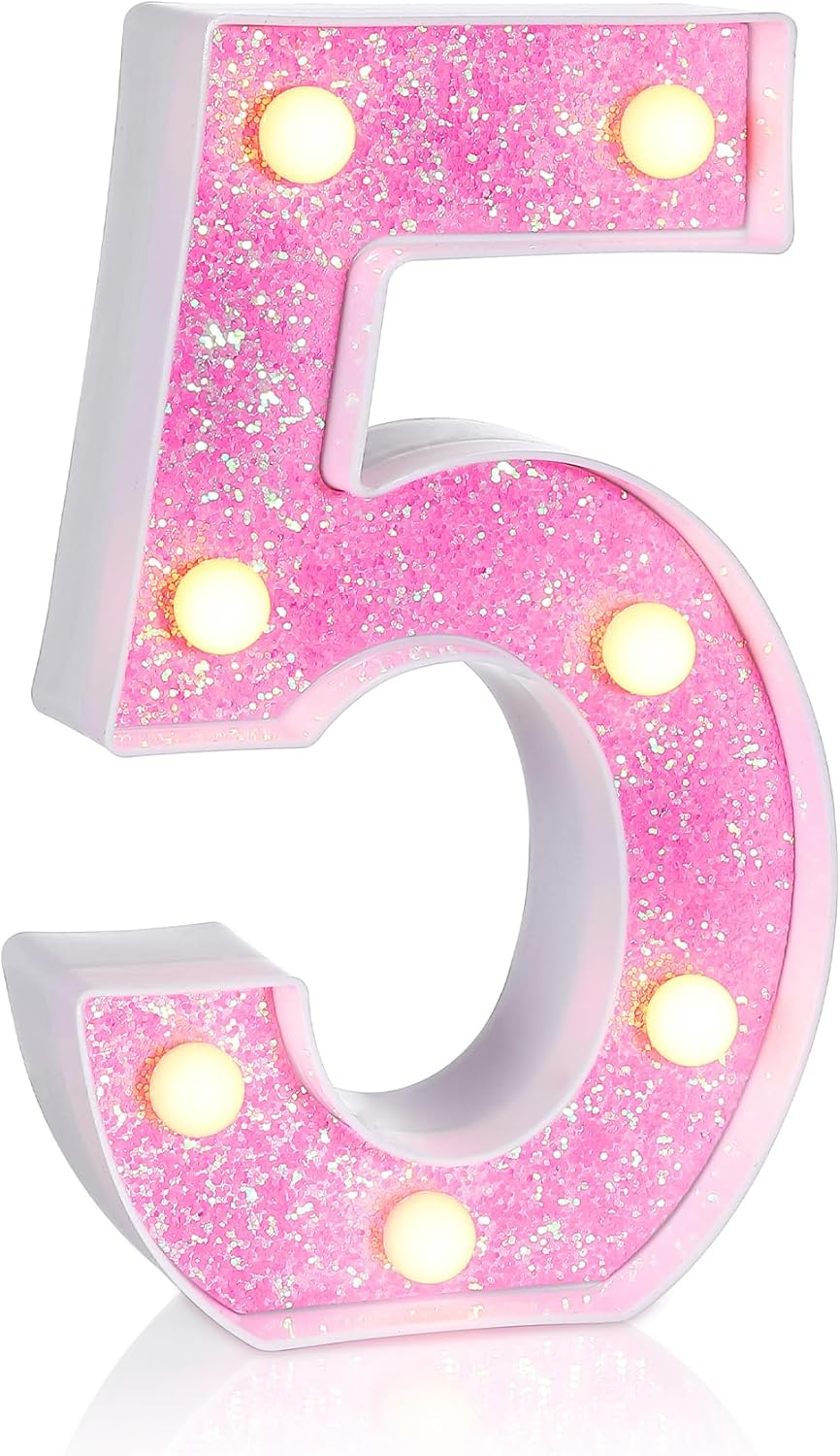 Foaky Pink Light up Letters，Pink Party Decorations,Girls Room Decor,Glitter Marquee