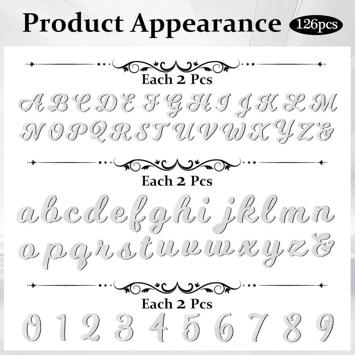 126 PCS Custom Name Cake Topper Acrylic Letters DIY Personalized A-Z & 0-9 Number Alphabet Cake