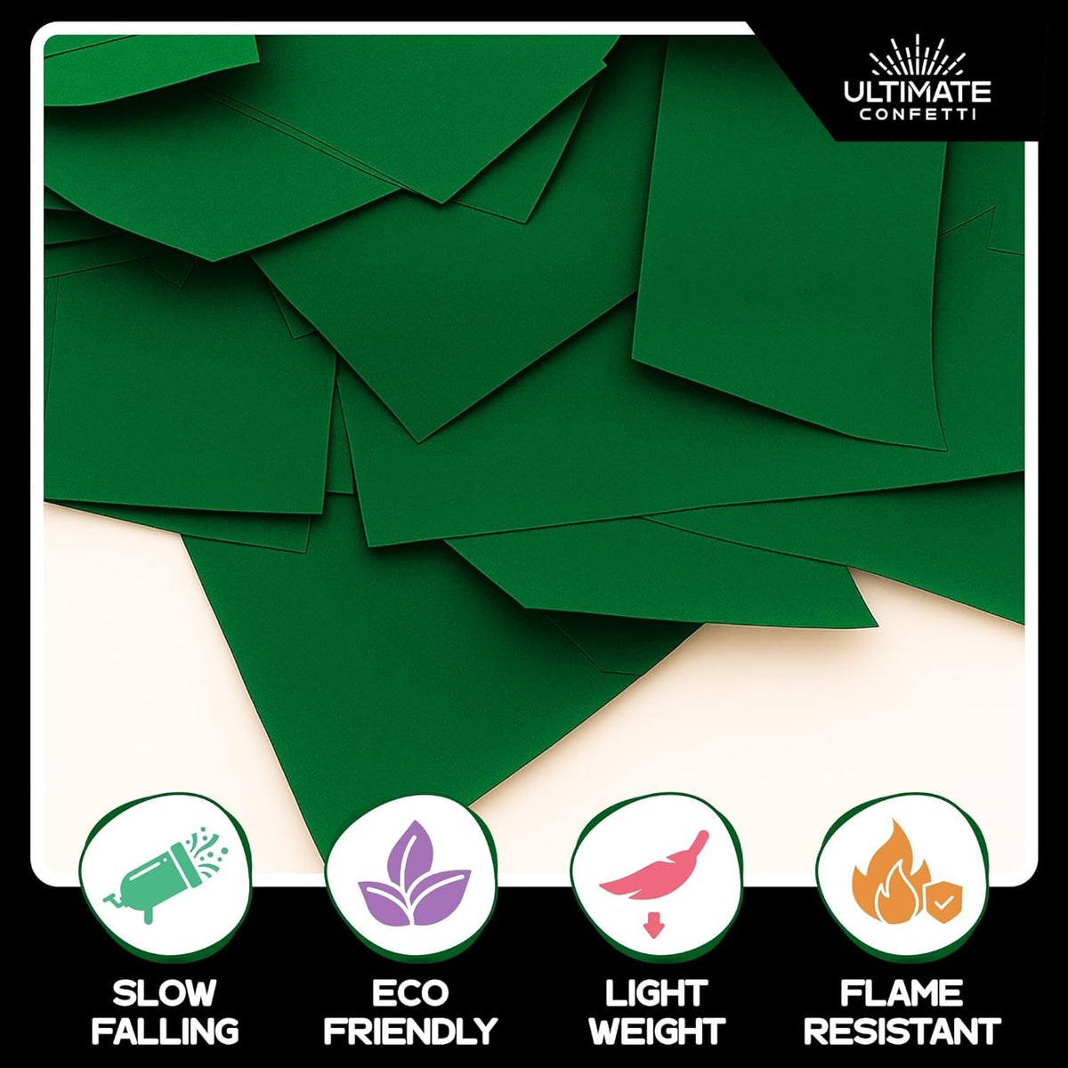 Dark Green Biodegradable Confetti - Rectangular Flame-Resistant Tissue Paper Confetti for Cannon