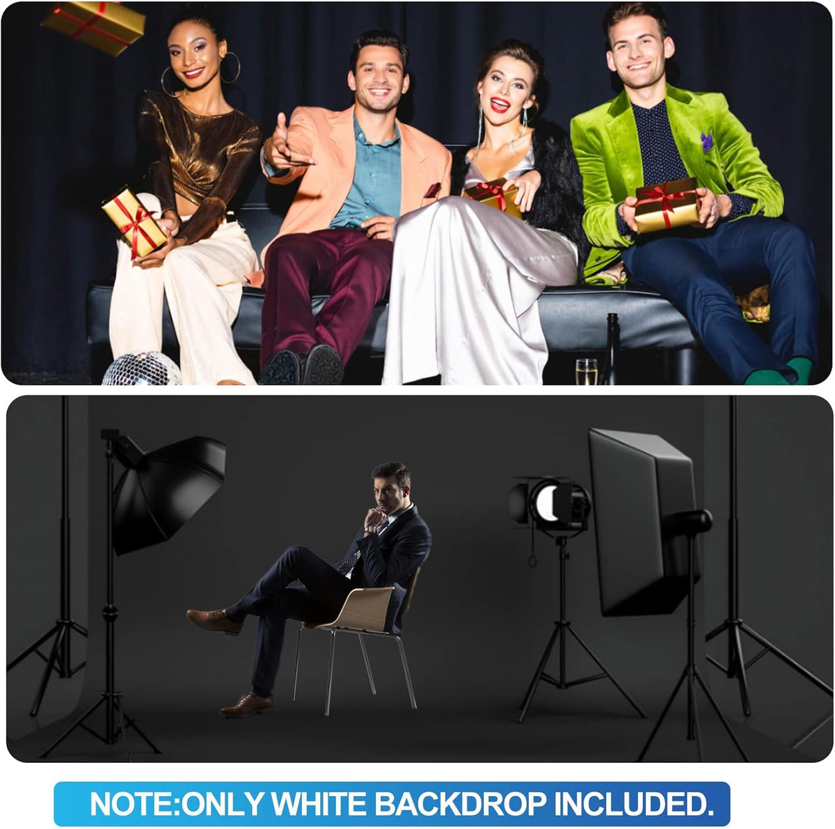 HEMMOTOP Black Photo Backdrop 10x12ft, Large Photography backdrops for Photoshoot, Black Background