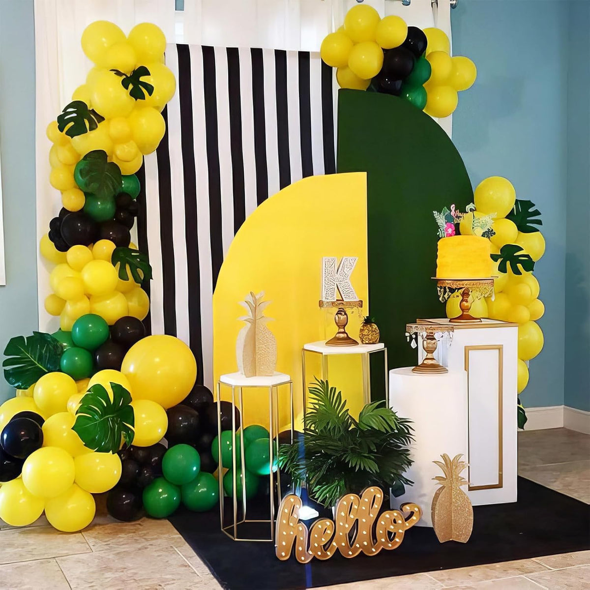 Green and Yellow Balloons, Tractor Football Sport Theme Balloon, Black Yellow Vintage Dark Green