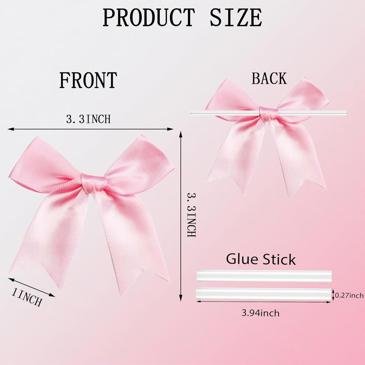 50 PCS Twist Tie Bows Satin Ribbon Bows 3.3 Inch Gift Wrap Bows Craft Bows for Gift Wrapping, Party